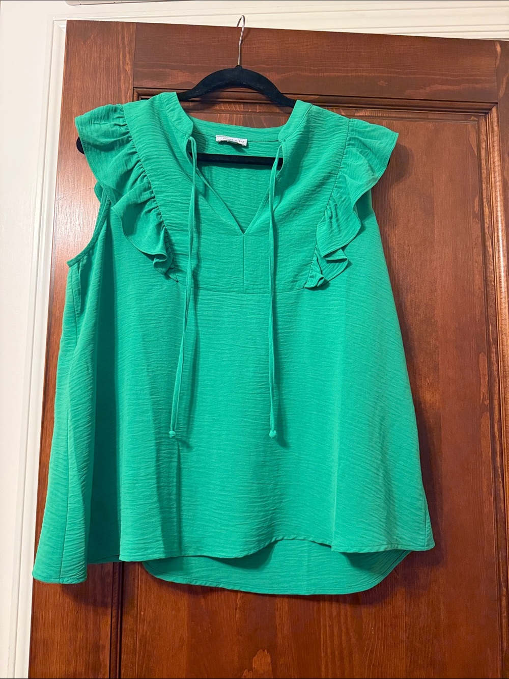 Ruffle Tie-Neck Sleeveless Camisole in Green -  Unbranded